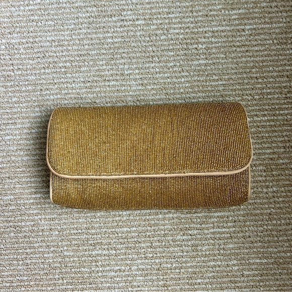 EUC J. Crew Florence Convertible Gold Beaded Clutch Crossbody Chain Evening Bag - Picture 7 of 11